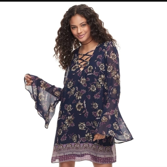 Speechless Floral Long Sleeves Casual dress size Juniors Large - Picture 1 of 14